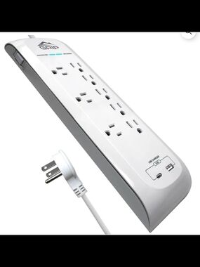 Grip White Surge Protector Power Strip with USB & C Port Charging 6 FT Cord New